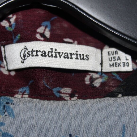 Stradivarius Patchwork Floral Sheer Blouse L - Picture 4 of 4